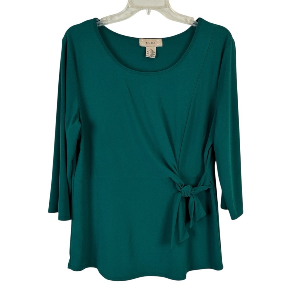 Diana Belle Green Faux Wrap Side Tie Top XL
